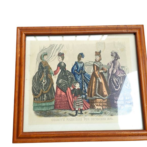 Godey's Fashions 1870 Framed Art Prints Lot Of 3 Victorian Antique Dec Mar Sep - Picture 5 of 5